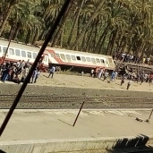 إنقلاب قطار بمحطة المرازيق بالبدرشين