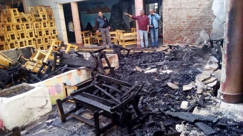  الحماية المدنية تسيطر علي حريق بمقاعد خشبية داخل المدرسة الصناعية بكوم أمبو