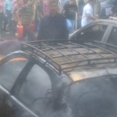 اشتعال النيران في 4 سيارات بوسط مدينة أسيوط  أ