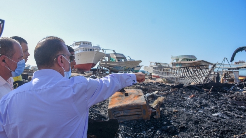 موقع حريق ورش السفن ببحري الإسكندرية