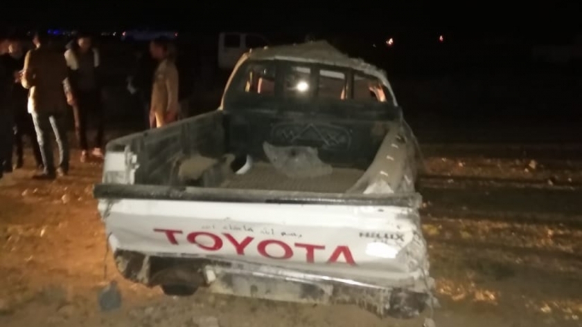 حادث انقلاب سيارة في براني غرب مطروح