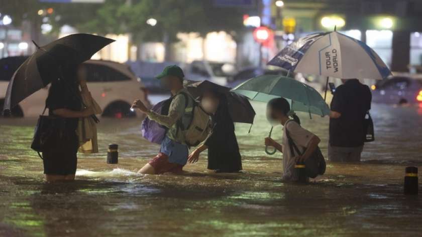 آثار الأمطار الغزيرة في كوريا الجنوبية