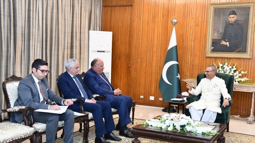 وزير الخارجية خلال لقائه مع الرئيس الباكستاني