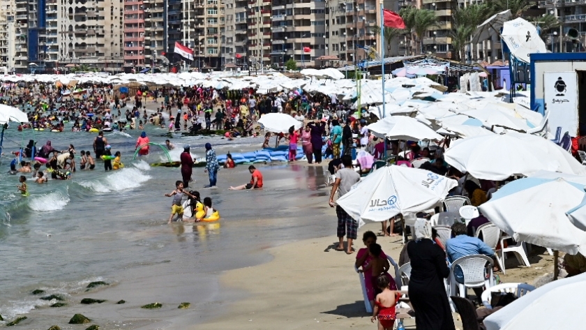 رفع الراية الحمراء في شواطئ الإسكندرية