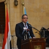 وزير الآثار خلال مؤتمر افتتاح مشروع «باب الوزير»