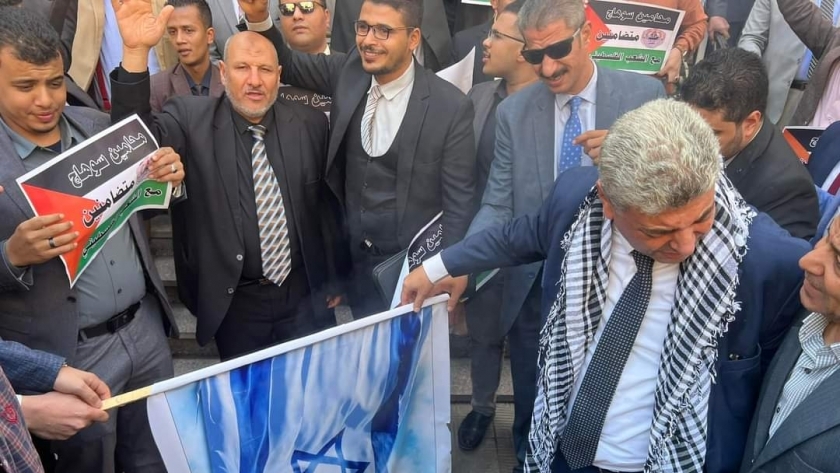 محاميين سوهاج بوقفة لدعم القضية الفلسطينية