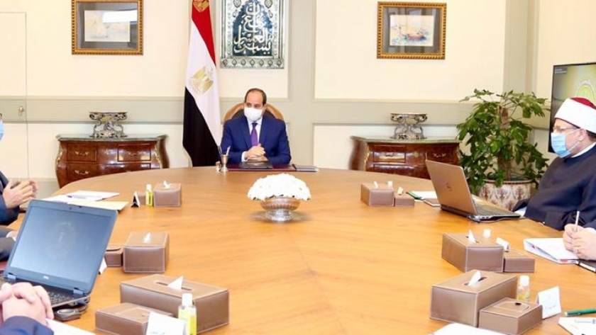 الرئيس عبد الفتاح السيسي خلال الاجتماع اليوم