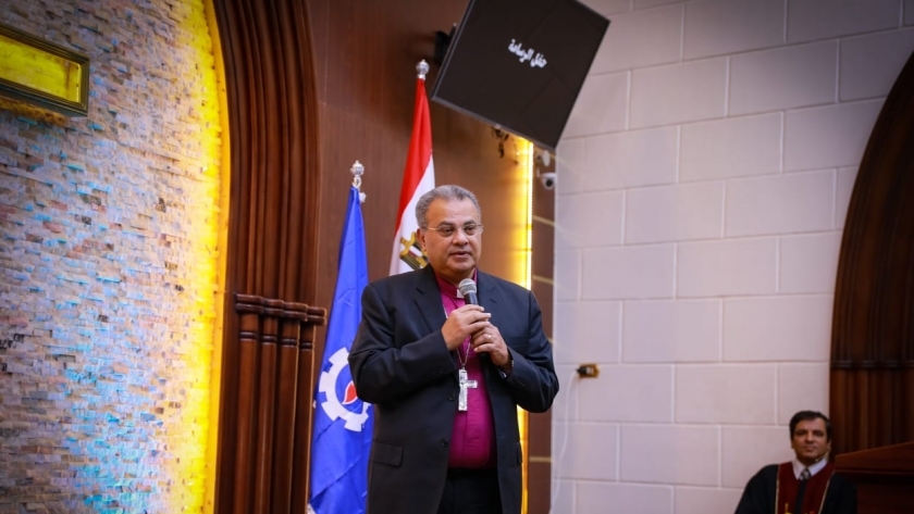 الدكتور القس أندريه زكي، رئيس الطائفة الإنجيلية بمصر خلال الافتتاح