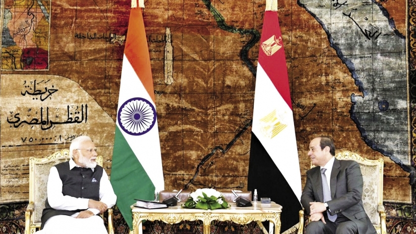 الرئيس السيسى خلال لقائه رئيس وزراء الهند أثناء زيارته للقاهرة «صورة أرشيفية»