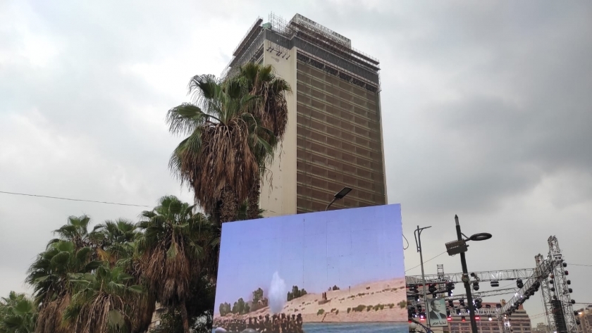 مشاهد من انتصار أكتوبر على شاشة عرض باحتفالية دعم الرئيس بميدان الجلاء