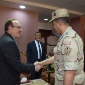 بالصور| محافظ بني سويف يستقبل رئيس أركان قوات الدفاع الشعبي والعسكري
