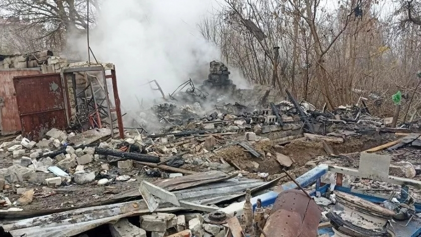 آثار قصف أوكراني على لوجانسك-صورة أرشيفية