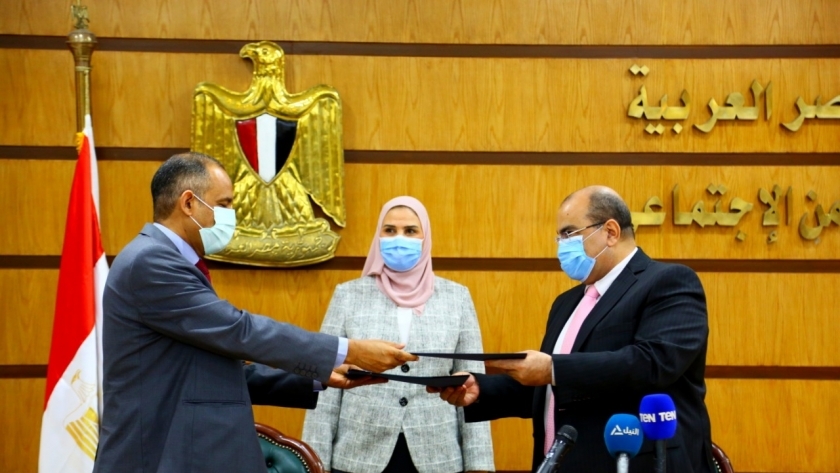 وزيرة التضامن خلال توقيع بروتوكول تعاون مع «مصر الخير»