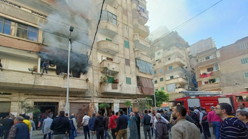 حريق شارع سيف في الإسكندرية