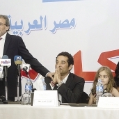 خالد يوسف وبطلا الفيلم عمرو سعد وغادة عبدالرازق خلال المؤتمر