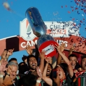 احتفالات لاعبي "نادي بالستينو" بفوزهم  بلقب كأس تشيلي لكرة القدم للمرة الثالثة في تاريخه