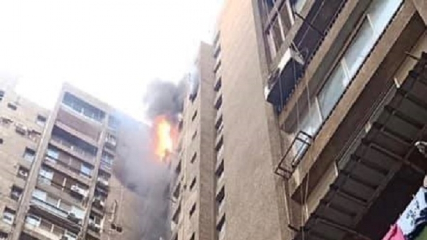 حريق في أحد مباني عمارات العبور