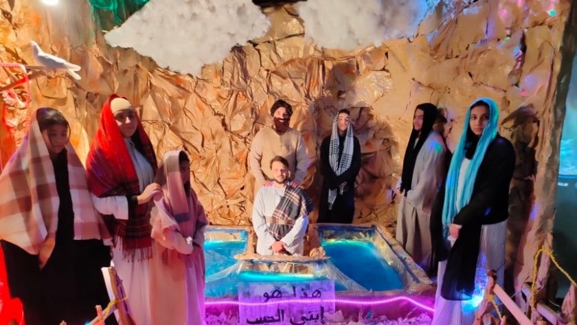 تجسيد معمودية المسيح بكنيسة الانبا بيشوي بالمنيا