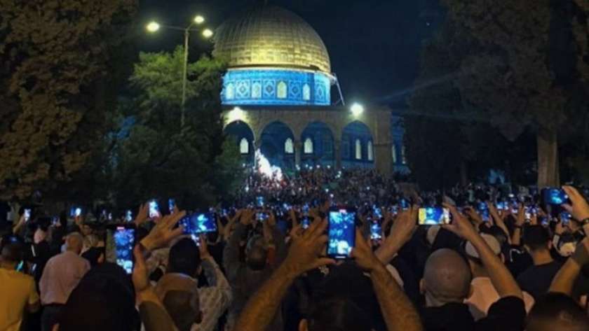 احتفالات المسجد الأقصى بقرار وقف إطلاق النار
