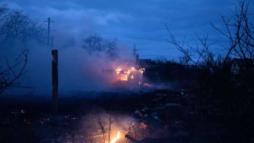 آثار قصف أوكراني على دونيتسك - صورة أرشيفية