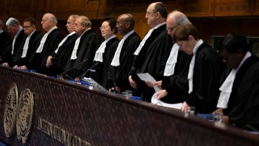 محكمة العدل الدولية أثناء نظر الاتهامات الموجهة للاحتلال الإسرائيلي