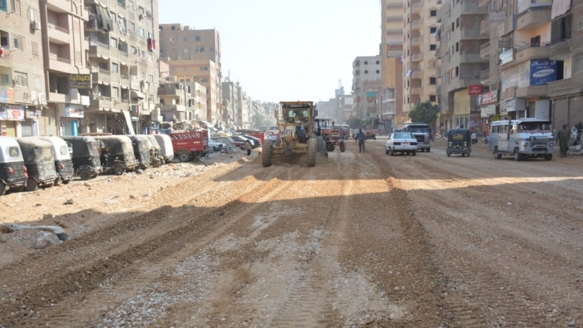 أعمال التطوير في شارع أحمد عرابي بشبرا الخيمة
