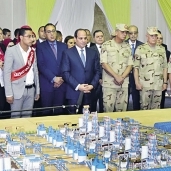الرئيس خلال افتتاح مجمع مصانع الأسمنت والرخام فى بنى سويف