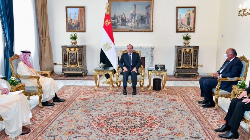 الرئيس عبد الفتاح السيسي خلال استقبالة وزير الخارجية السعودي
