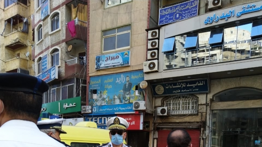 موقع حريق مستشفي خاص في الإسكندرية