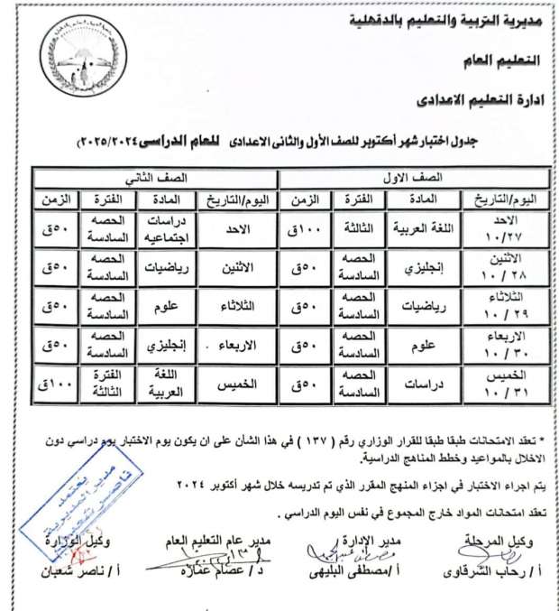 جدول امتحانات شهر أكتوبر لجميع المراحل بمحافظة الجيزة.. تفاصيل - أخبار مصر  - الوطن