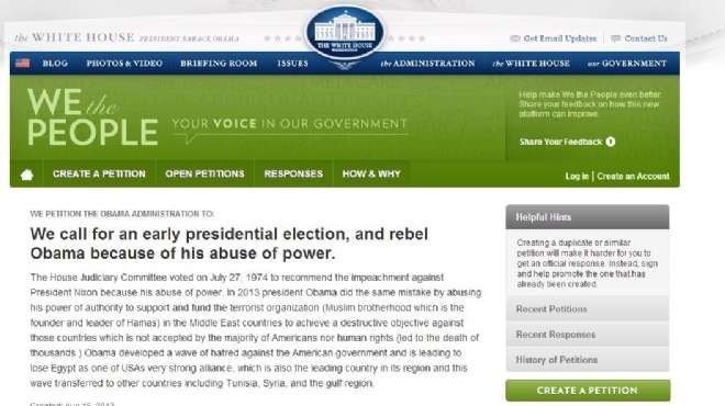  «تمرد» أمريكية لإجراء انتخابات رئاسية فى واشنطن والإطاحة بـ«أوباما راعى الإرهاب» 