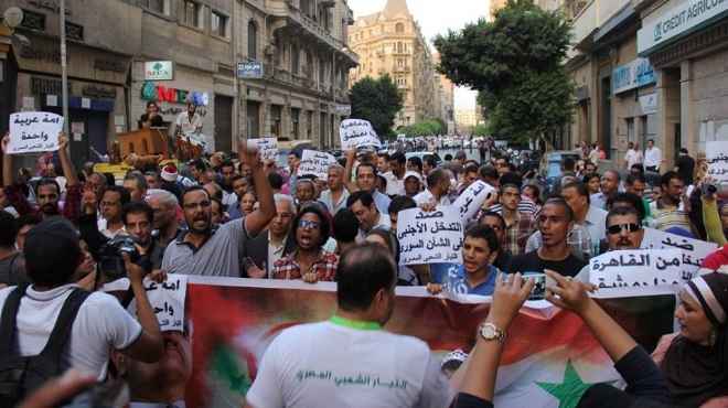  مسيرة من التحرير إلى السفارة الأمريكية لرفض ضرب سوريا بمشاركة نجل 
