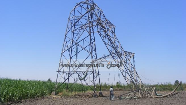 مجهولون يحاولون إسقاط برج كهرباء رئيسي في المنيا