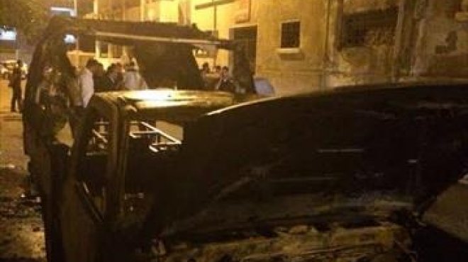 عاجل| حريق سيارة شرطة بحي العرب في بورسعيد