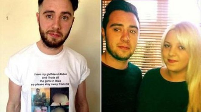 بالصور| غيرة فتاة بريطانية تدفعها لإجبار زوجها على ارتداء قميص ينفر منه النساء