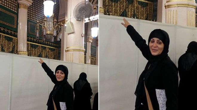وفاء عامر تنشر صورتها من أمام قبر الرسول في المسجد النبوي