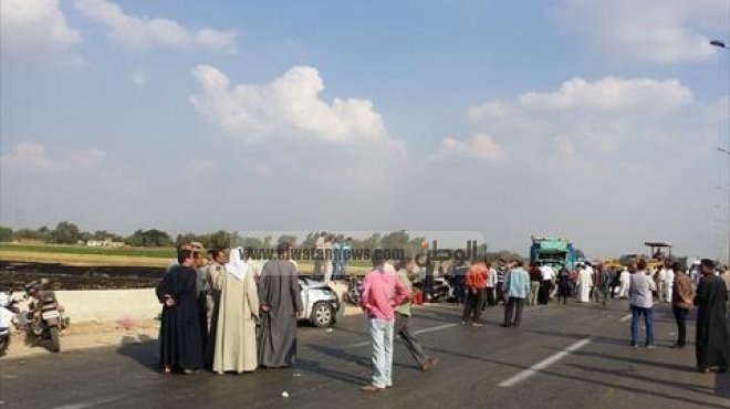 مصرع وإصابة 5 من عمال المحاجر في حادث انقلاب سيارة بالمنيا