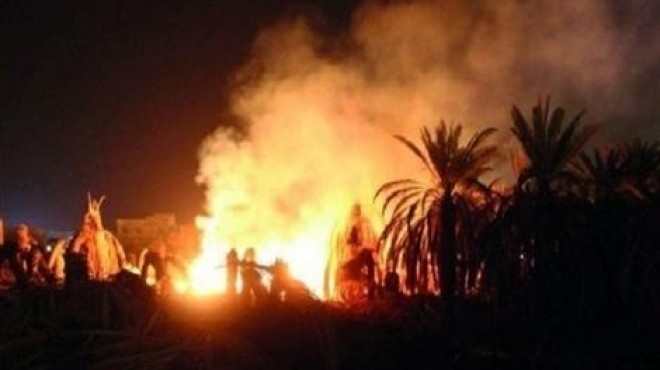إصابة عامل ونفوق 6 رؤس ماشية في حريق هائل التهم 19 منزلا بسوهاج