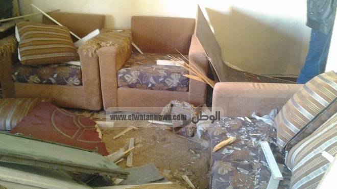 بالصور| آثار تفجيرات شمال سيناء على أحد منازل العريش