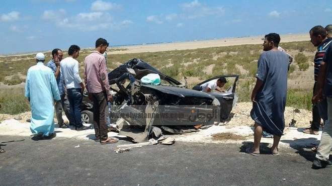 بالصور| مصرع 4 وإصابة 3 في حادث تصادم بكفر الشيخ