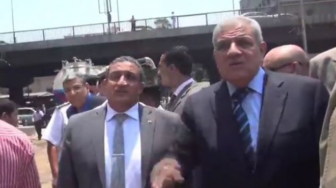 بالفيديو| محلب ومحافظ القاهرة يتفقدان موقع انفجار