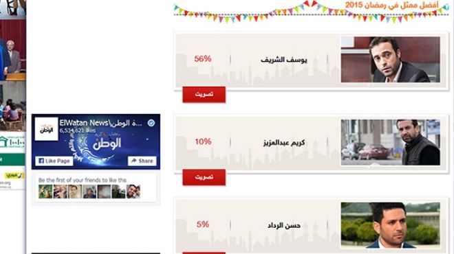 يوسف الشريف.. الممثل الأفضل خلال رمضان 2015 في استفتاء 