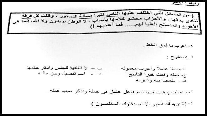 امتحان النحو فى شبرا الخيمة: معارضو الدستور أصحاب الأهواء والمصالح