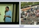  تغطية التليفزيون المصري.. على اليمين مظاهرة المنصة وعلى اليسار 