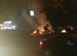 بالصور| اشتعال النيران في سيارة بموقع حادث 